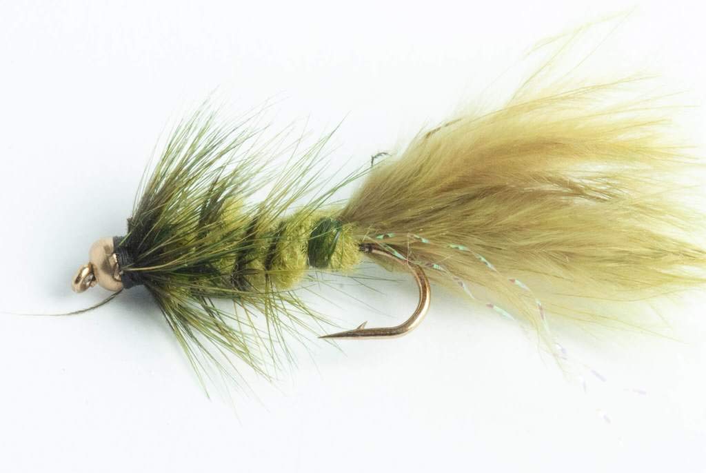 Blue Wing Olive Bead Head Wooly Bugger Streamer Fly, 6 Pack