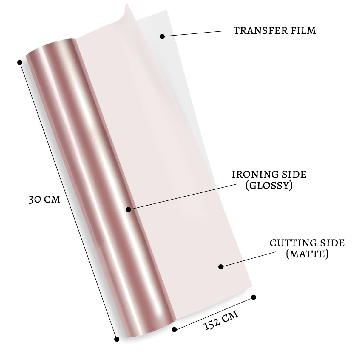 TECKWRAP Rouleau de vinyle de transfert thermique pour tissu - 152 cm x 30 cm - Presse à chaud - Pour loisirs créatifs et t-shirts - Or rose