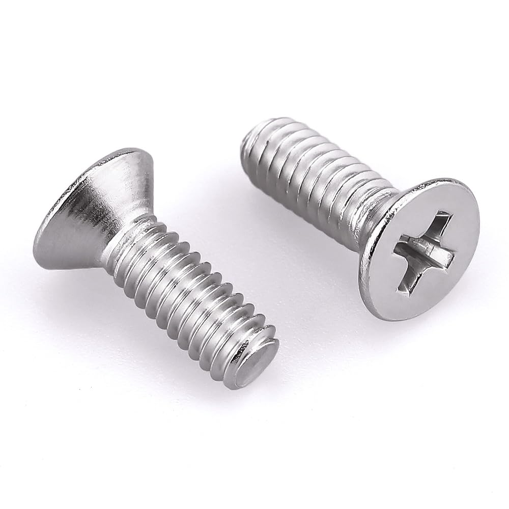 50-Pack #8-32 X 1/2" Flat Head Machine Screws - Phillips Drive, Stainless Steel