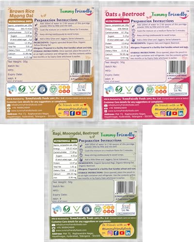 Image of TUMMY FRIENDLY Foods Certified Organic Porridge Mixes Trial Packs (3, Stage2-3x50g)