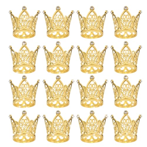 Mini couronne de gâteau en alliage lot de 16 petites décorations dorées strass