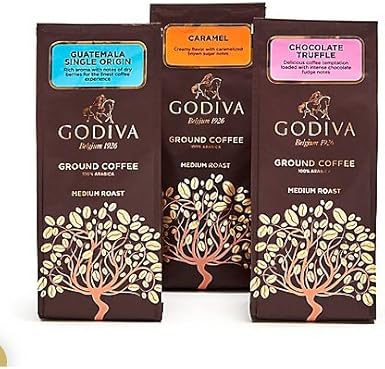 Amazon 海外直送品 Signature Coffee Gift Set ゴディバ Godiva フレーバーコーヒー 3種 キャラメル チョコレートトリュフ ガティマラ 約284gx3袋 Godiva コーヒー豆 通販