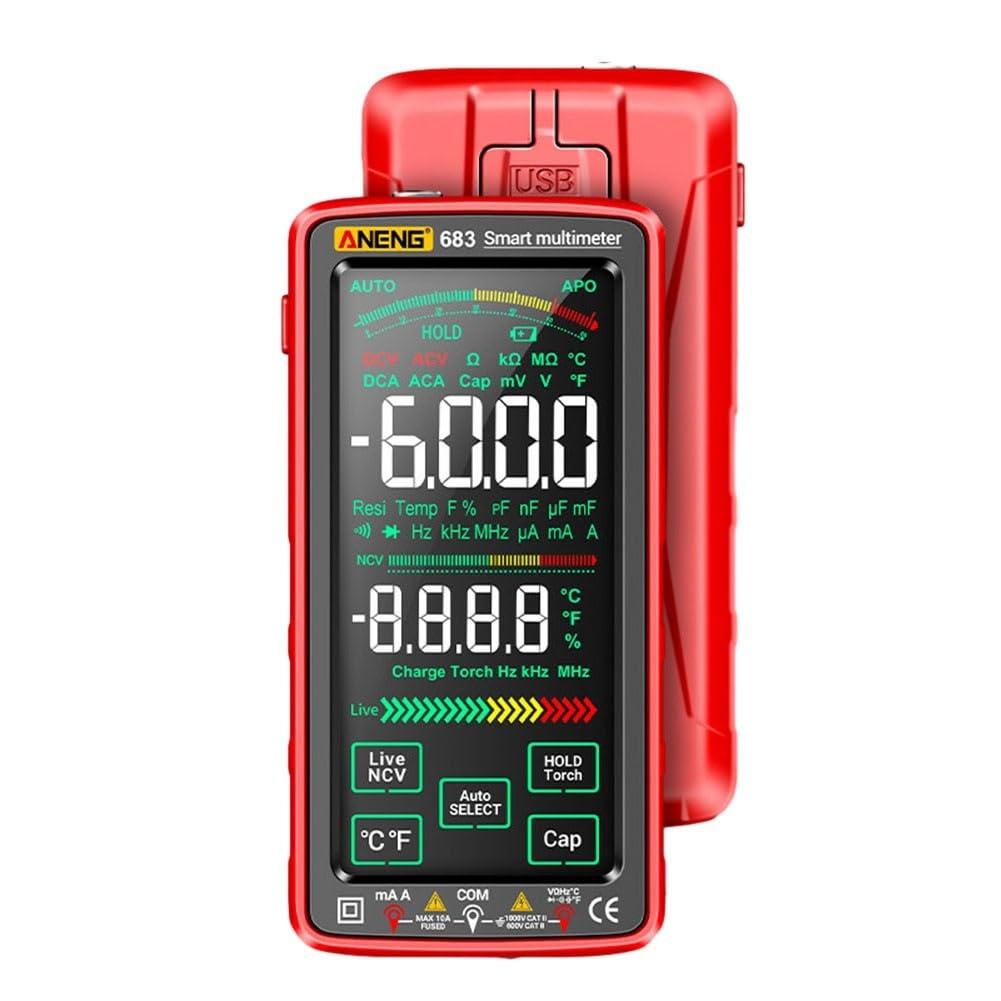 ANENG 683 Multimètre professionnel 6000 points Tests de tension AC/DC Ampérémètre Écran tactile intelligent Test de diode NCV
