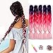 Produktbild Showjarlly 5 Stücke Ombre Jumbo Braid Kunsthaar 24 Zoll 100g Kanekalon Haar Flechten Extensions Für Crochet Twist Flechten Haar (5PCS, C25-Lila/Pfirsich/Hellrosa)