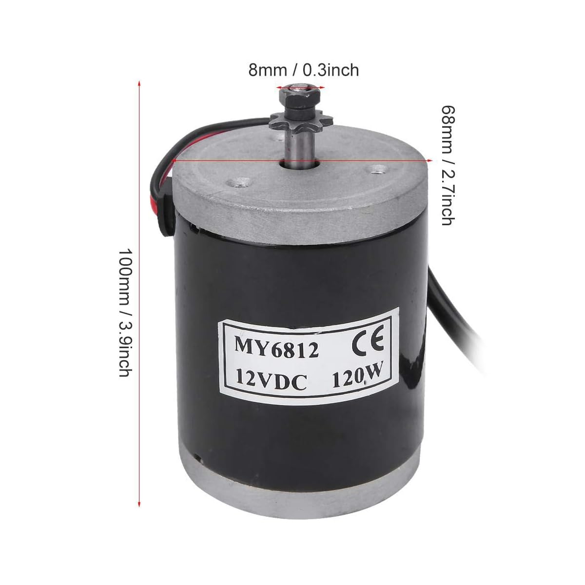 Moteur à courant continu à balais 12 V 120 W MY6812 Moteur électrique pour scooters électriques et vélos électriques avec système d'entraînement par courroie synchrone