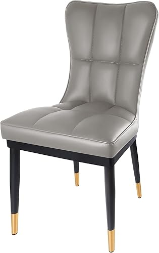 Miniatura 4 de Juego de 2 sillas de comedor de piel sintética con respaldo alto, modernas y resistentes, tapizadas, asiento acolchado de esponja profunda con patas