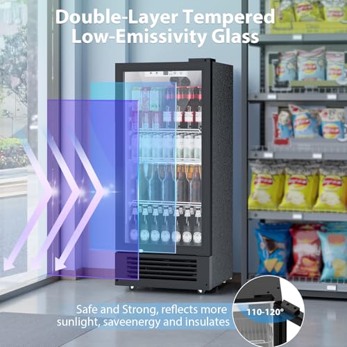 Image of COWSAR 6 Cu.Ft. Beverage Refrigerator, Refrigerator Display with Double-Tempered Glass Door Glass Door Fridge w /Adjustable Shelves for Bar Restaurant Office,ETL Listed