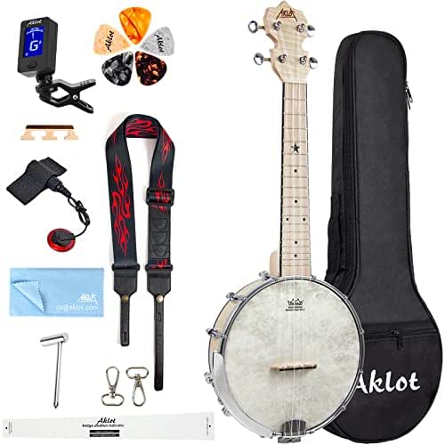 Banjo Ukulele, AKLOT Concert 23 inch Remo Drumhead Open Back