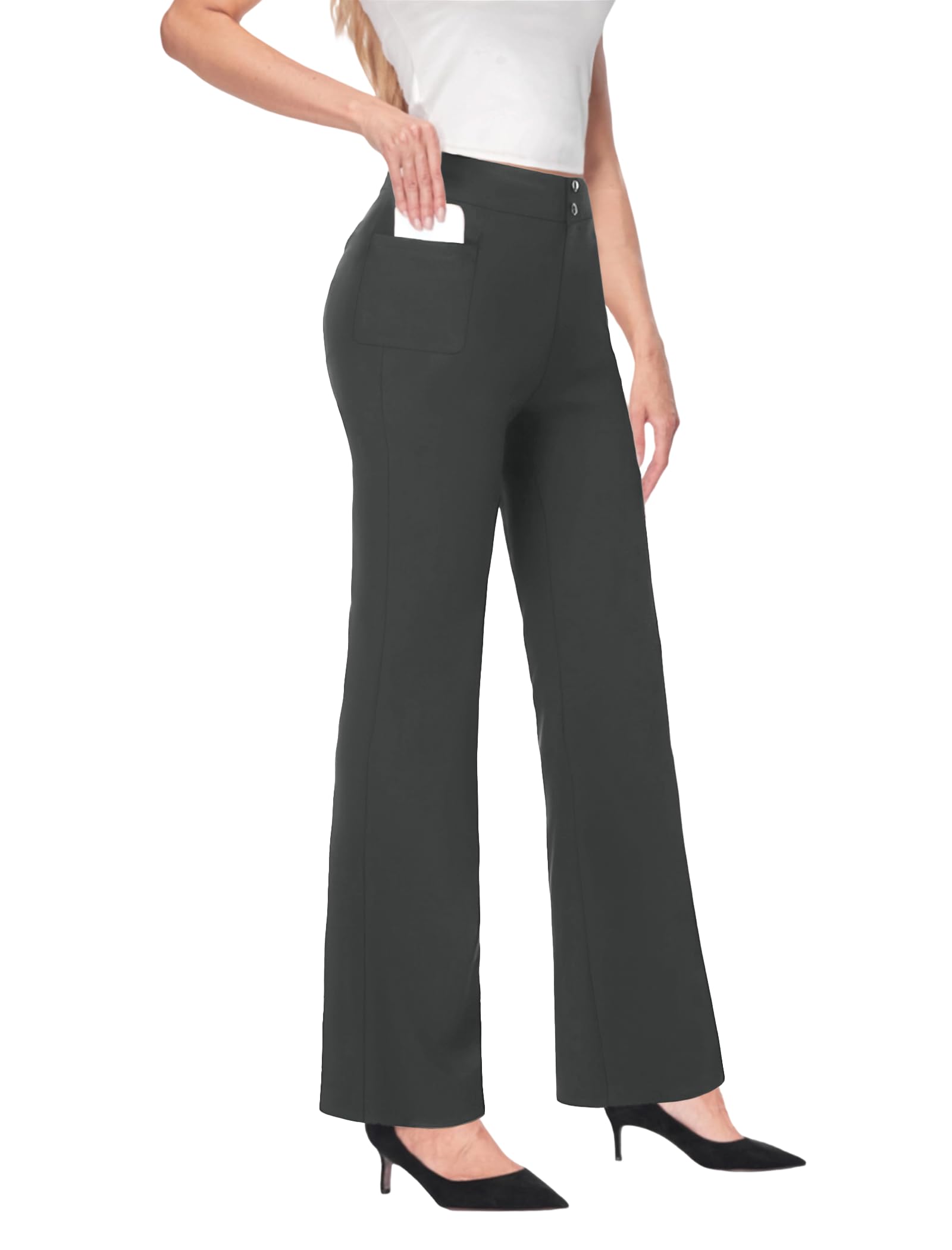 JEKAOYI Womens High Waist Dressy Work Office Pants Stretchy Bootcut Casual Business Slacks with Pockets