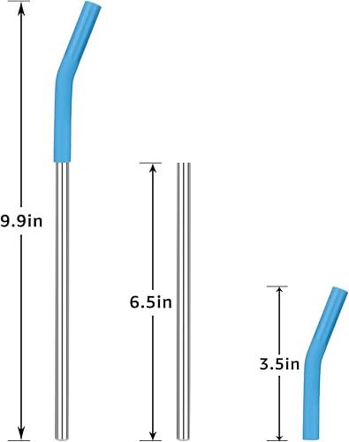 Miniatura 2 de Sursip Juego de 6 popotes reutilizables de acero inoxidable con silicona, popotes de 0.315 pulgadas de ancho para batidos de frutas, 6 popotes de