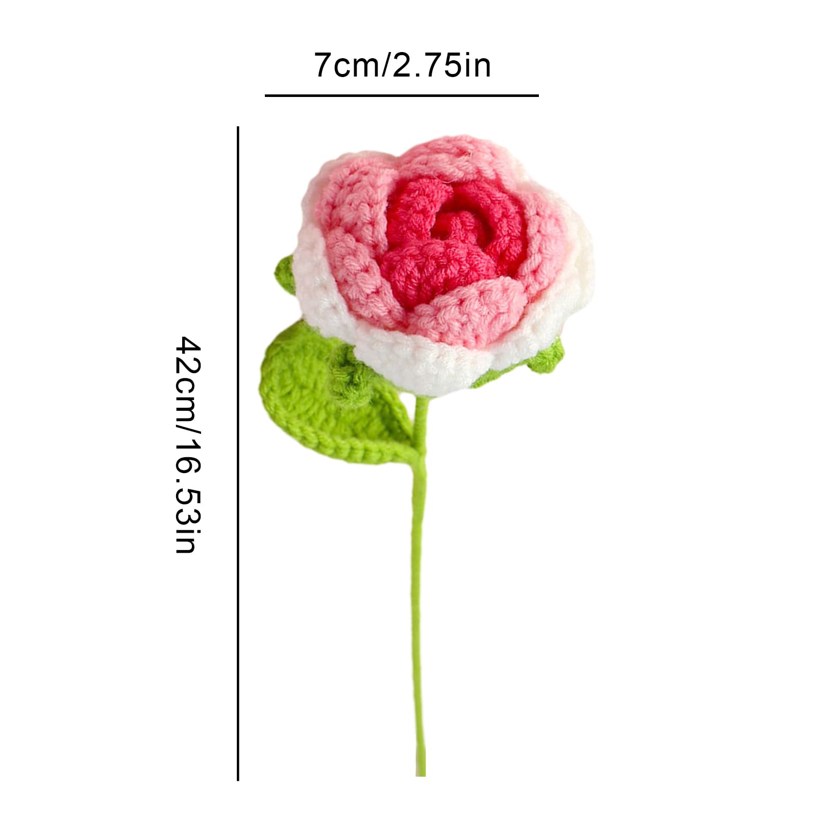 Lot De 6 Roses En Laine Crochetées Main – 30 Cm – Cadeau éternel – Mariage, Anniversaire, Saint-Valentin – Rouge