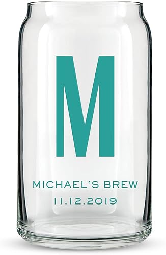 WEDDINGSTAR Vaso de cerveza personalizado en forma de lata de 16 oz - Impresión de monograma