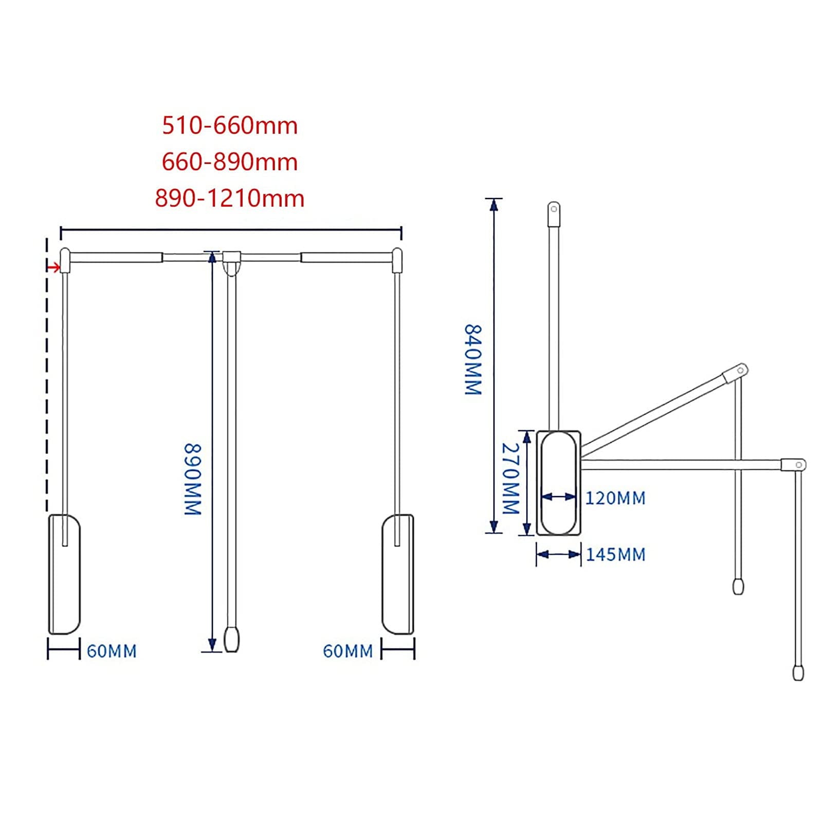 Asta Appendiabiti Estraibile, aste Appendiabiti Estraibili Regolabili, Binario Appendiabiti da 51-121 cm, capacità di carico 88 libbre, Appendiabiti salvaspazio, Organizer Estensibile per Un