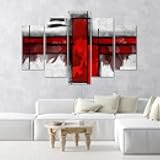 Generic 5-Piece Red Abstract Canvas Wall Art for Living Room Decoration