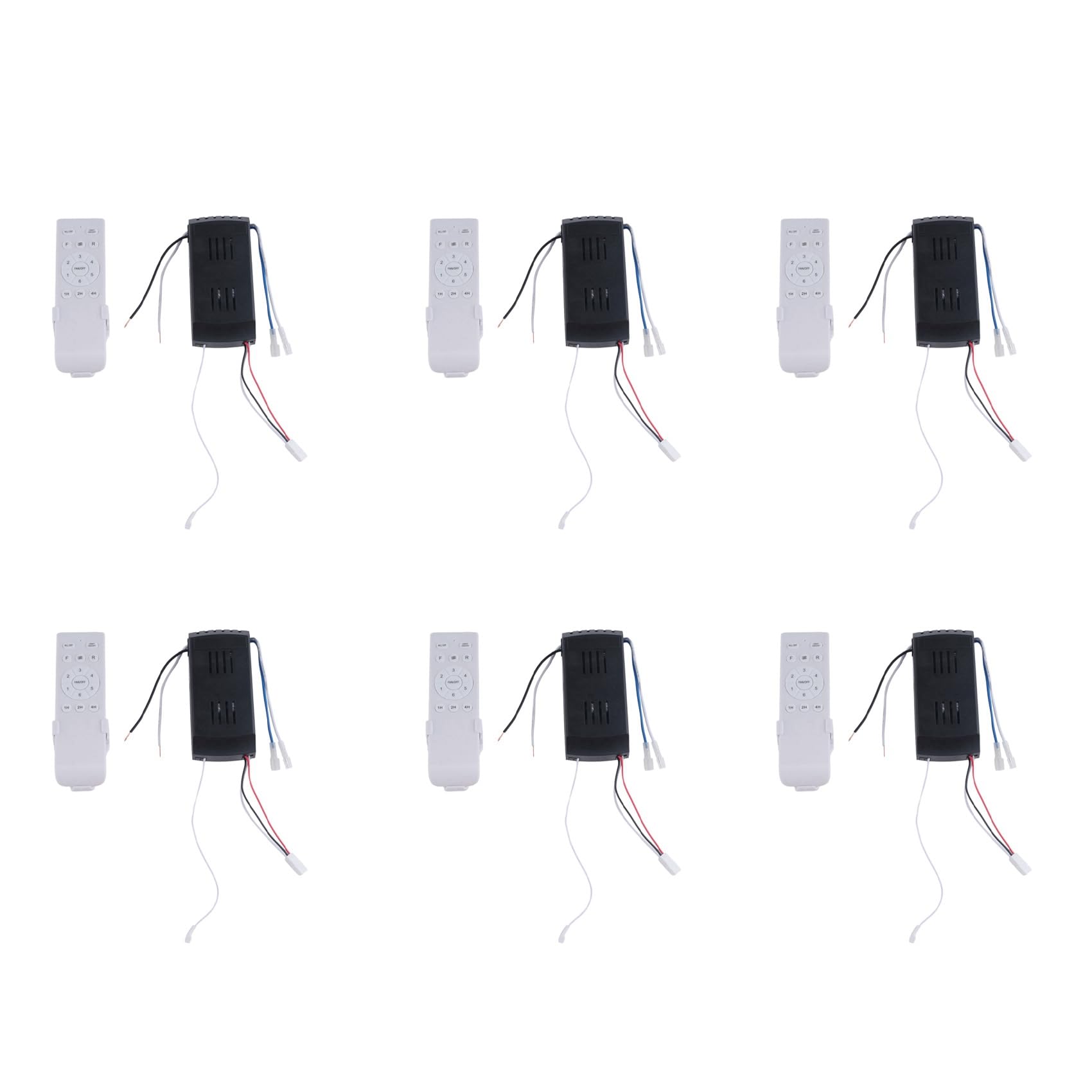 Jnchdghwa Black & White 6X Universal Ceiling Fan Remote Control Kit Replacement, 6-Speed & Timing, Remote Replacement For Dc Ceiling Fan Light