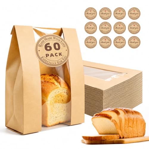 60 Pcs Paper Bread Bags