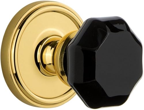 Grandeur Hardware 850391 Georgetown Rosette con paso de perilla de Lyon, tamaño del respaldo 2.75 pulgadas, latón pulido