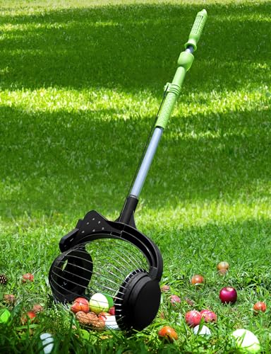 Nut Gatherer for Walnuts with 1.8-Gallon Capacity, No-Bend Emptying Design,Acorn Picker Upper Roller Suitable for 1.2"-3.6" Walnuts,Chestnuts, Fallen Apples & Tennis Balls(No Small Acorn)