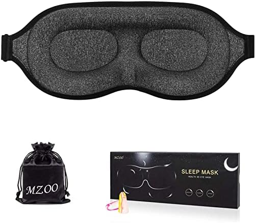 MZOO Luxury Sleep Mask for Back and Side Sleeper, 100% Block Out Light Sleeping Eye Mask for Women Men, Zero Eye Pressure 3D Contoured Night Blindfold, Breathable & Soft Eye Shade Cover
