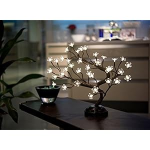 Lightshare 16Inch 36LED Cherry Blossom Bonsai Light, Warm White,Battery Powered and Plug-in DC Adapter (Included),Built…