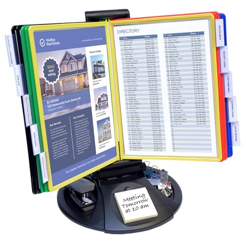 Ultimate Office AdjustaView 10-Pocket Desk Reference Organizer with Supplies Storage Base and...