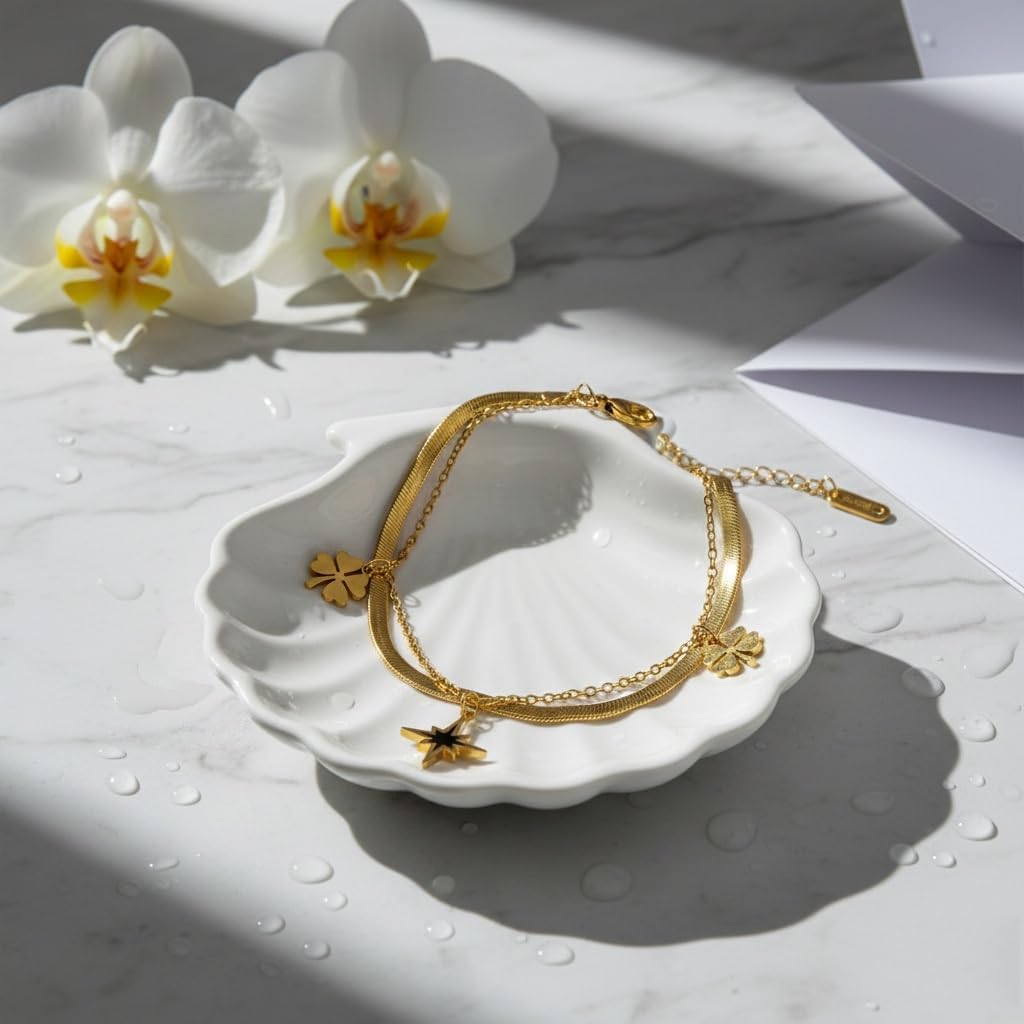 18K Gold Plated Titanium Steel Bracelet for Women, Length Adjustable Chain Bracelet, Minimalist Dainty Everyday Jewelry Gifts for Women - Image 2