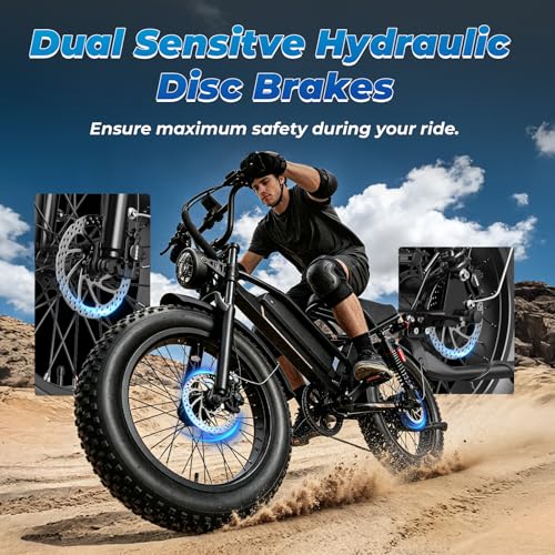 Image of Jasion Electric Bike for Adults & Teens, 2000W /3000W Peak E Bike, Up to 55-90 Miles Range Electric Bicycle, 48V /52V Battery, 16 inch /20 inchx4.0 inch Fat Tire E-Bike, Full Suspension Ebike for Beach,Mountain,Road