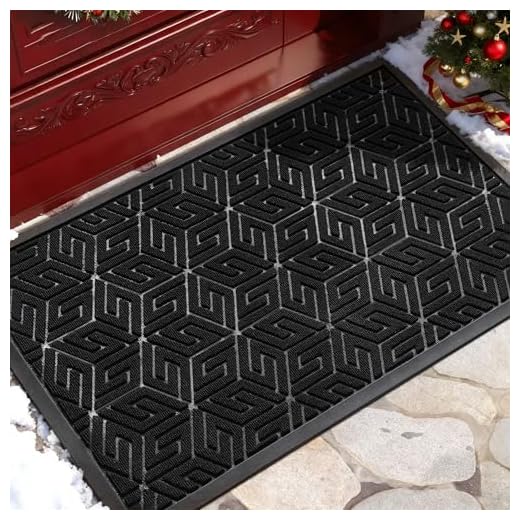 Yimobra Front Door Mat Outside Entrance, Waterproof All-Season Weather Doormat, Welcome Matt Outdoor Indoor Entryway, Non Slip Natural Rubber, Easy Clean Entry Mat for Patio, 29.5x17, Black