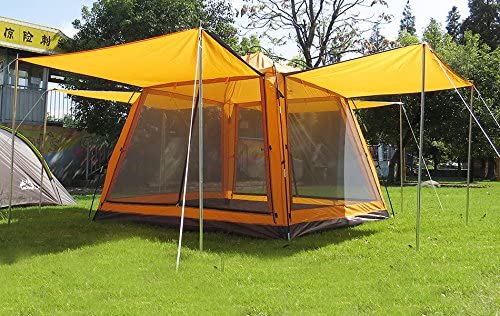Hasika Screen Camping Tent With Floor 4 Season 8X8Ft Large Mesh Room Shelter Canopy For Outdoors Gazebo Outside Poles Excluded Orange #TOP1