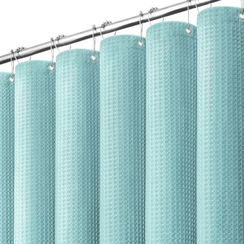Dynamene Extra Long Waffle Shower Curtain 256 GSM 72"x84" Teal/Turquoise