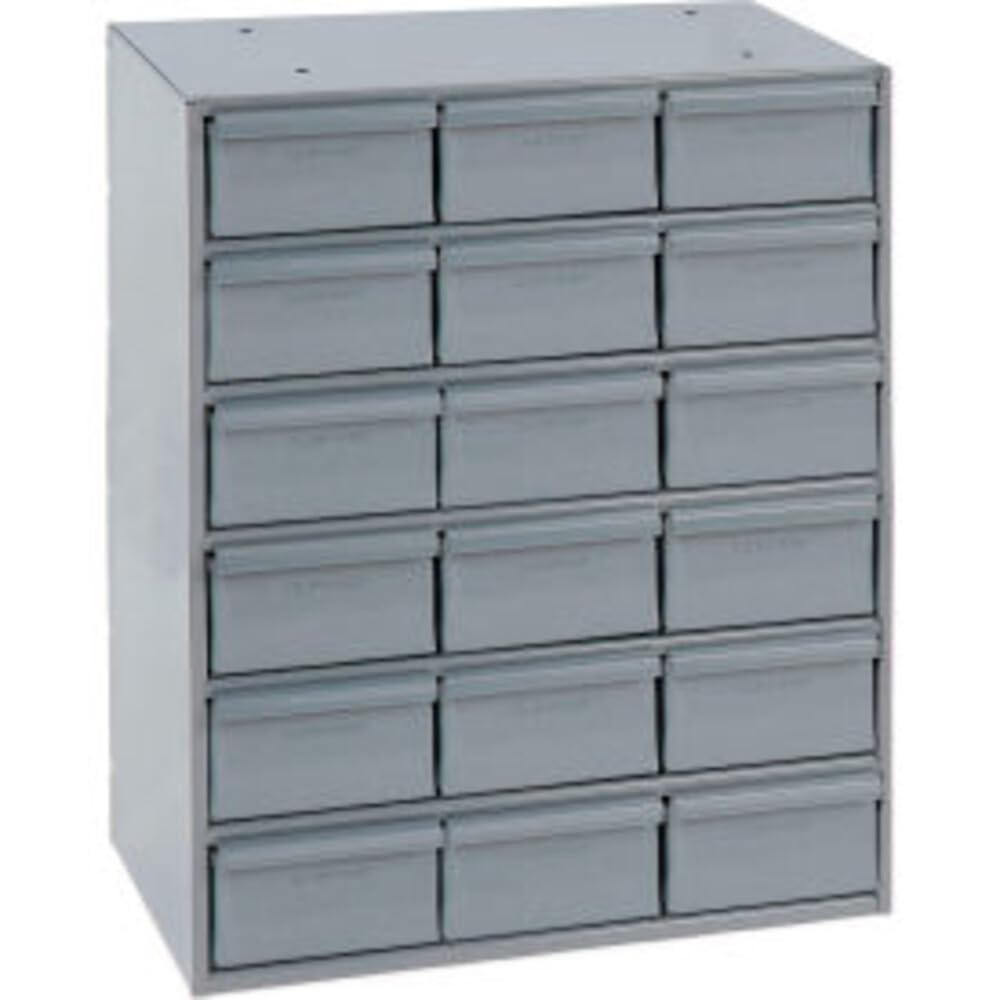 Durham 006-95 Gray Cold Rolled Steel Vertical Storage Cabinet, 17-1/4" Width x 21-1/4" Height x 11-5/8" Depth, 18 Drawer