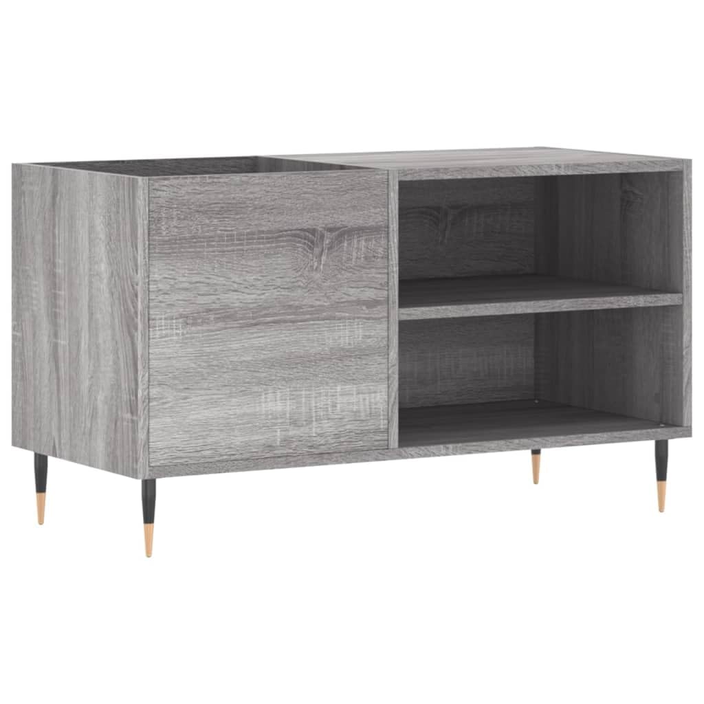 Armadio per dischi grigio Sonoma, 85 x 38 x 48 cm, scaffale in vinile | Tavolo per giradischi industriale con gambe in ferro per il soggiorno, ideale come mobile fonofonico e organizer per LP