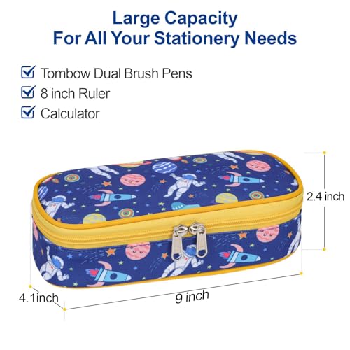 Image of Bagseri Pencil Case for Kids - Large Capacity Pencil Pouch for Boys Pencil Box Organizer Cute Pencil Bag for Student School, Pen Case Only (Space Astronauts)