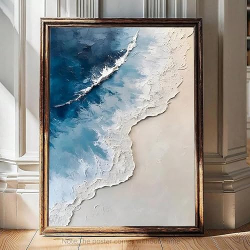 Peinture de paysage marin sur toile acrylique texturée de haute qualité encadrée 70x100cm
