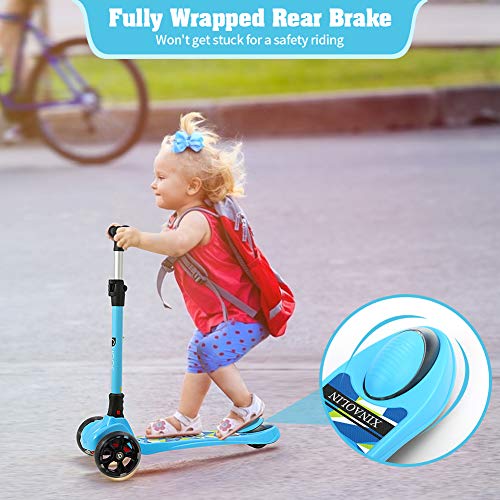 CUCOS Toddler Scooter for Kids Ages 3-8, 3 Wheels Kick Scooter for Boys Girls with PU LED Flashing Wheels, 4 Adjustable Height