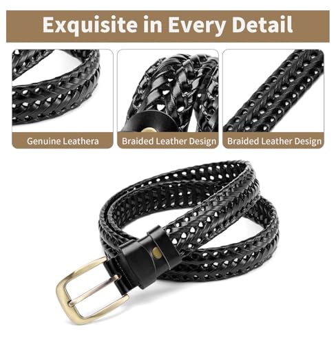 Leather Braided Belts for Men, 1 3/8" Casual Woven Leather Belt for Jeans, Golf, Dress Pants with Gift Box4