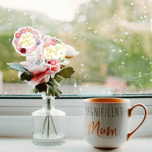 Happy Mother’s Day Cupcake Toppers 24Pcs Best Mom Ever Floral Cake Toppers Mother’s Day Cake Decorations Mother Birthday Party Decorations Supplies #TOP4