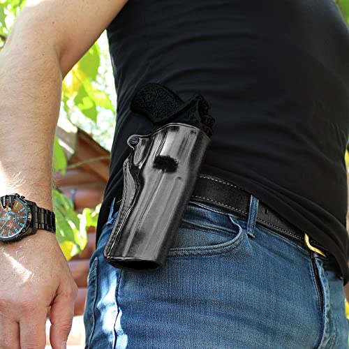 Masc Leather Paddle Holster, Open Top Fits Chiappa Rhino 30Ds 357 Mag/9Mm 3'' Barrel, Right Hand Draw, Black Color #1264# #TOP2