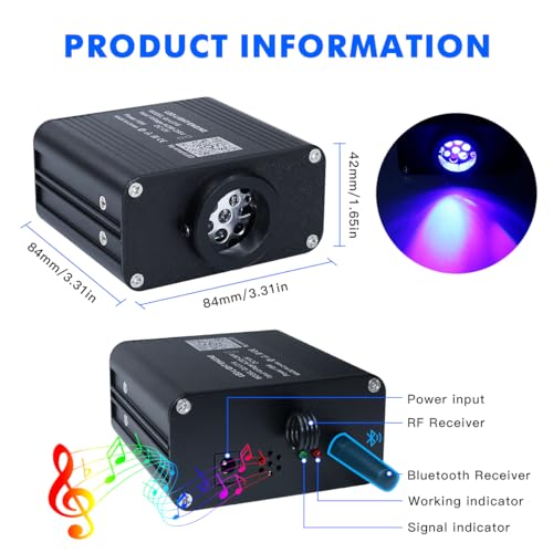 Image of AZIMOM 50pcs 9.8ft Side Glow Fiber Optic Sensory Light for Autism Room,16W Twinkle&Sound Activated Light Box,Fiber Optic Curtain 3x0.75mm Flash Point Light Up Cable