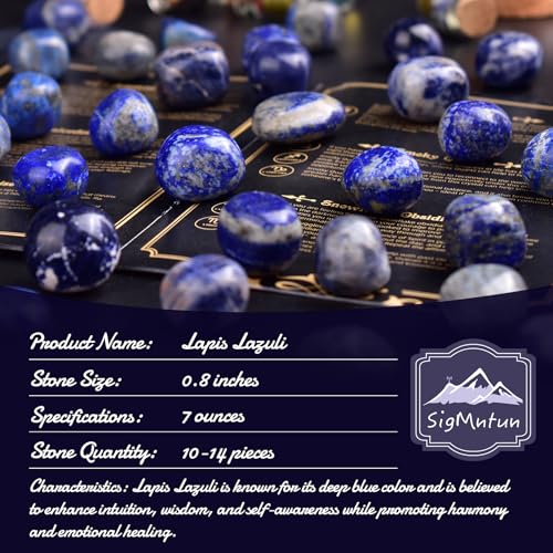 Image of Polished Stone Set Lapis Lazuli Crystals, 0.8 inch Handpicked Tumbled Gemstones Rocks, Pebbles for Reiki, Chakra, Healing, Home Decor