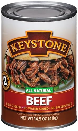 Keystone Meats All Natural Canned Beef 14.5 Oz Long Term Emergency Survival Food Canned Meat | Fully Cooked Ready to Eat | Gluten Free Pack of 1