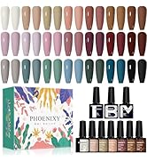 Phoenixy Gel Nagellack Set, 21 Stk. 8ml Gel Farblack Set Gel Nagellack Schellack Set mit Unterlac...