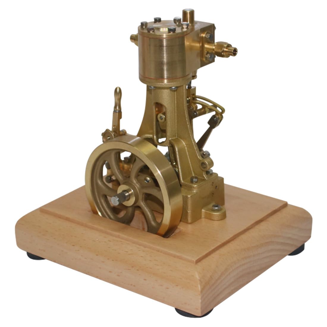 TechnixLabz Mini-Vintage-Messing-Vertikal-Einzylinder-Hubkolben-Dampfmaschine (mit Untersetzungsgetriebe), Eingebauter Kessel, Hohe Funktionsfähigkeit, Hilft Beim Verständnis Mechanischer Prinzipien