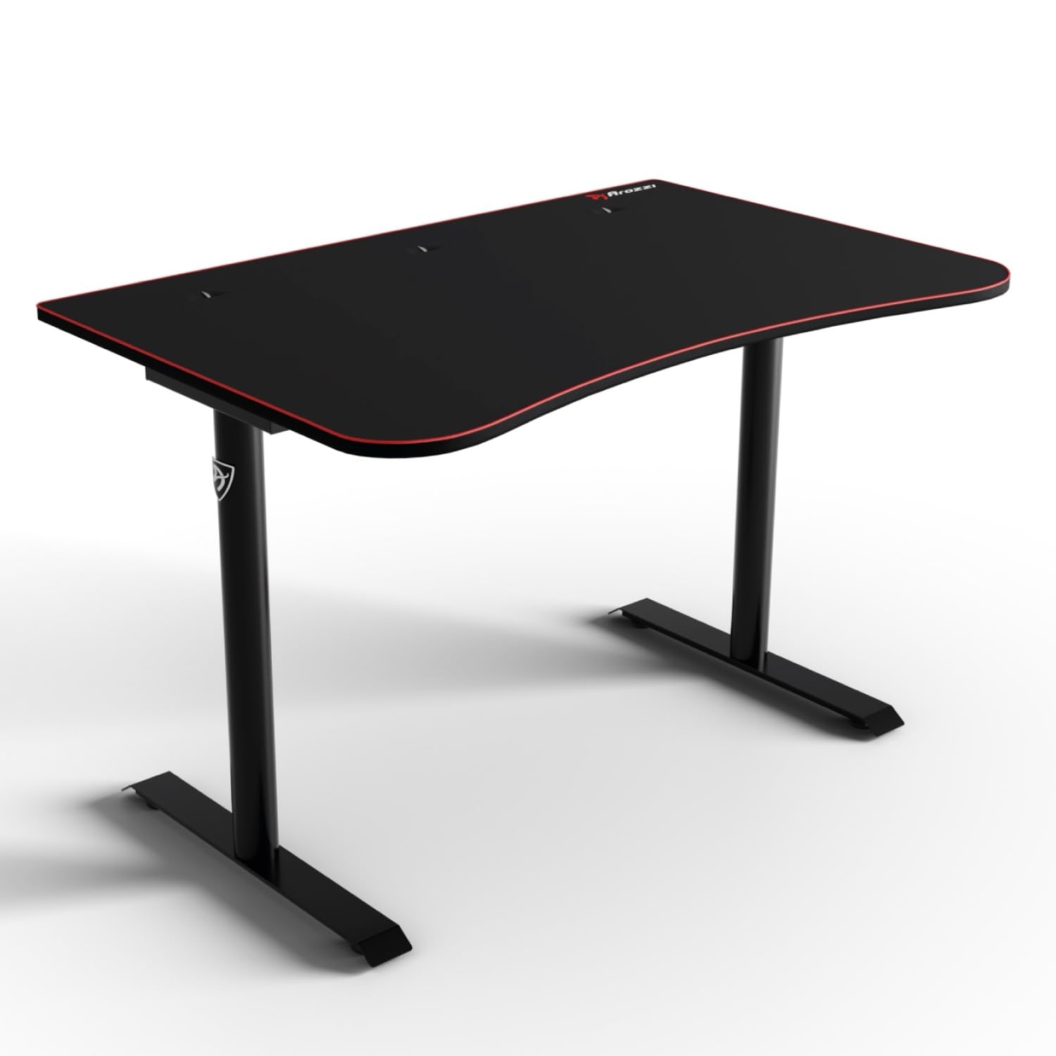 Arozzi Arena Fratello Gaming Tisch Schwarz | gebogen, vollflächige Schreibtischunterlage, Kabelmanagement, Monitorhalterung