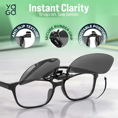 Image of Success Eyewear Clip On Sunglasses Flip Up Polarized Sunglasses Clip onto Eyeglasses Over Prescription Glasses Case Included