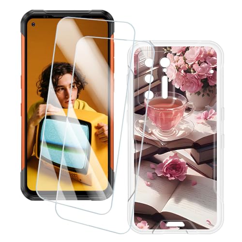 OAGELIM 2�Z�b�g �X�N���[���v���e�N�^�[ + �P�[�X Doogee S97 Pro (6.39 �C���`) �Ƃ̌݊������� �A�[�e�B�X�e�B�b�N�J�X�^���v�����g�J�o�[�Ƌ����K���X�t�B���� �X�N���b�`�h�~ (�s���N�̌ߌ�)