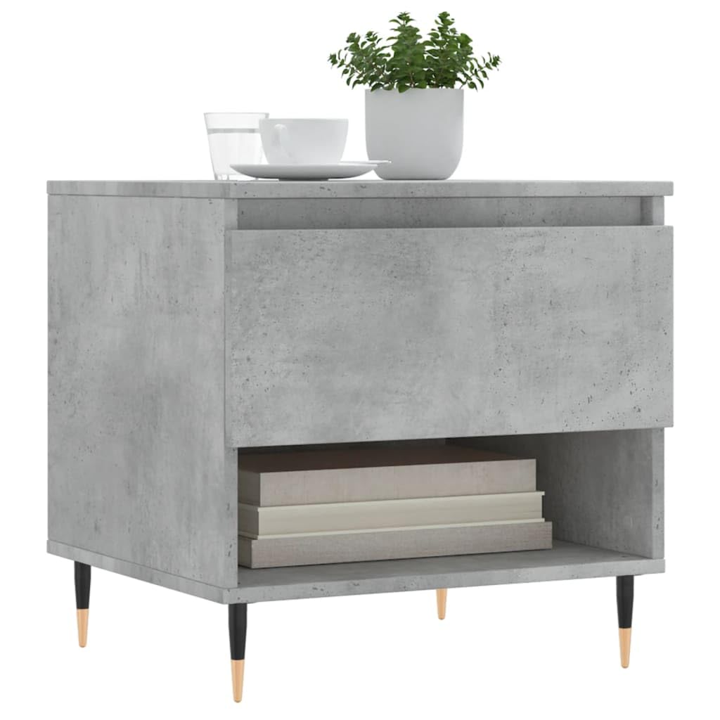 Juego de 2 mesas auxiliares pequeñas de 50 x 46 x 50 cm, de madera con patas de metal, diseño moderno, espacio de almacenamiento y estabilidad para salón, balcón, dormitorio