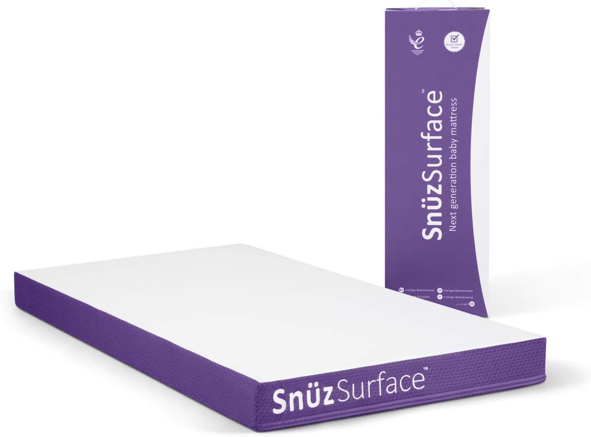 SnüzSurface Pro Adaptable Cot Bed Mattress – 68cm x 117cm – Adjust Firmness Levels as Your Child Grows from 0-7 Years (Compatible with SnüzKot)