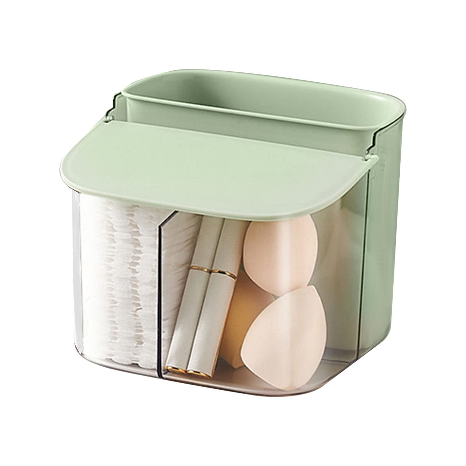 Boîte de rangement murale en coton pour cosmétiques et maquillage - Boîte de rangement respirante pour salle de bain - Sans compartiment de perforation - Vert clair