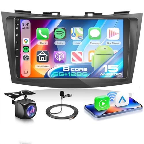 VECHTEL 8 Core 6G+128G Autoradio Android 15 pour Suzuki Swift 2011-2017 Suzuki Ertiga 2012-2017, 9'' IPS HD Écran Tactile avec Carplay Android Auto sans Fil...
